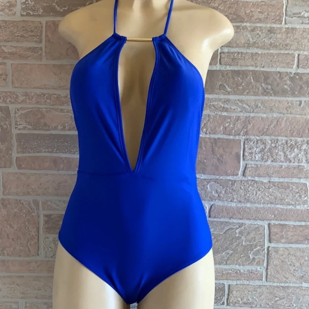 Ted Baker Pikaa Halter Swimsuit Bright Blue - Picture 2 of 4